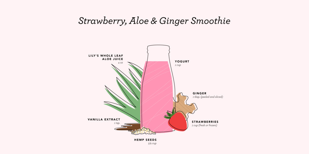 Strawberry aloe ginger smoothie recipe - Lily of the Desert