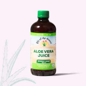 aloe vera juice whole leaf 32 oz product image with aloe leaf front view - Lily of the Desert