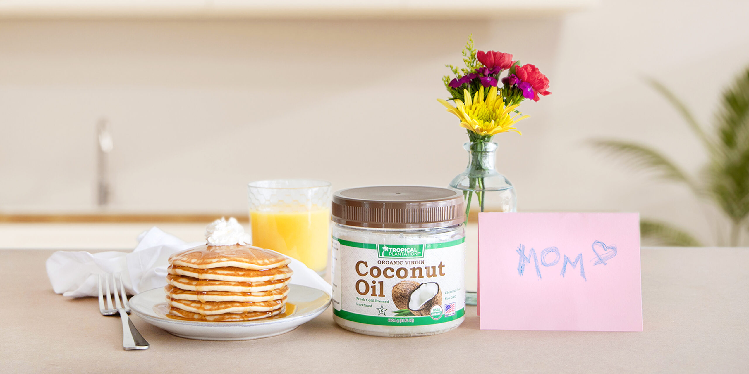 vegan pancakes with coconut oil for mother's day