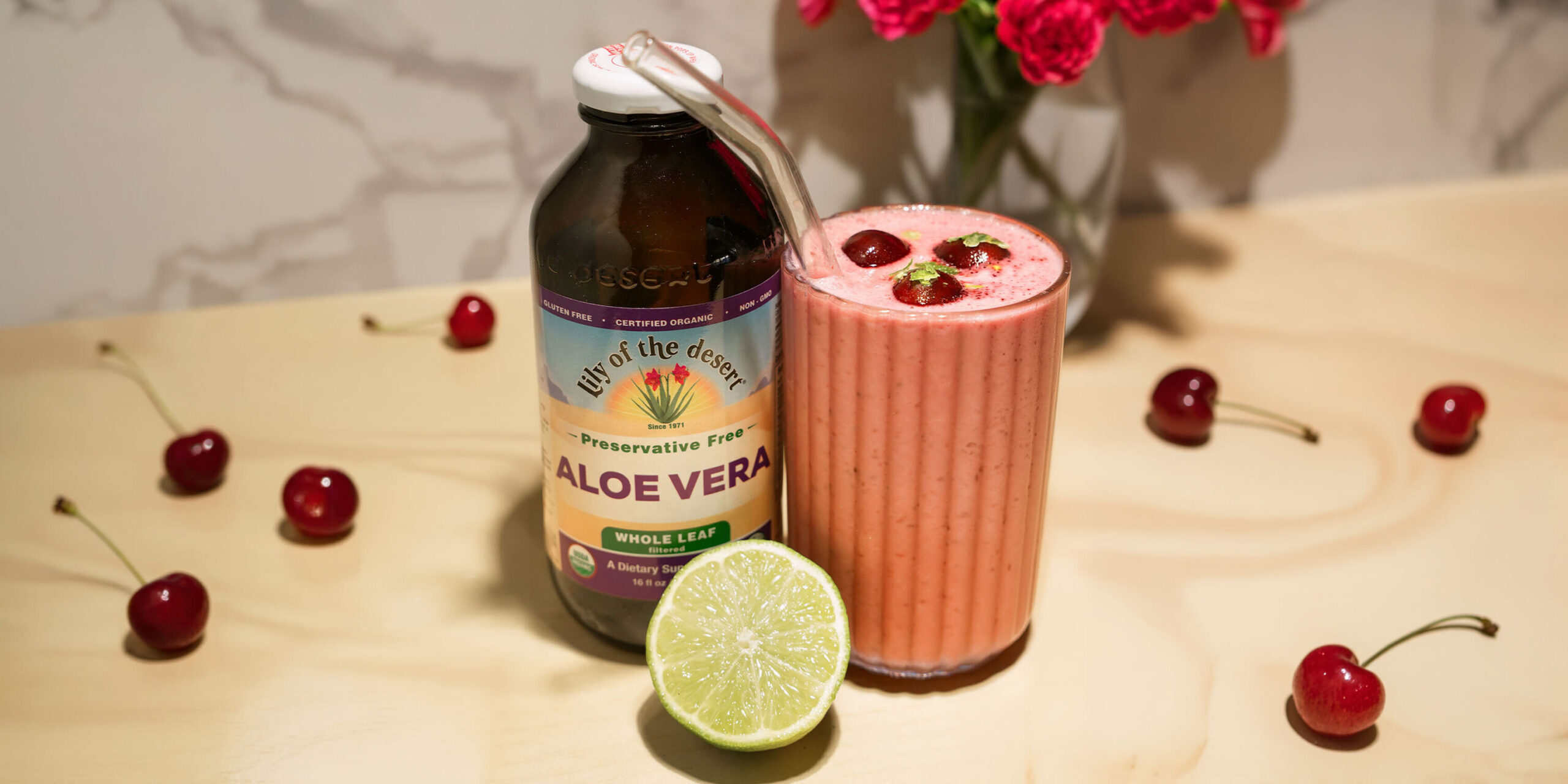 Aloe cherry limeade smoothie