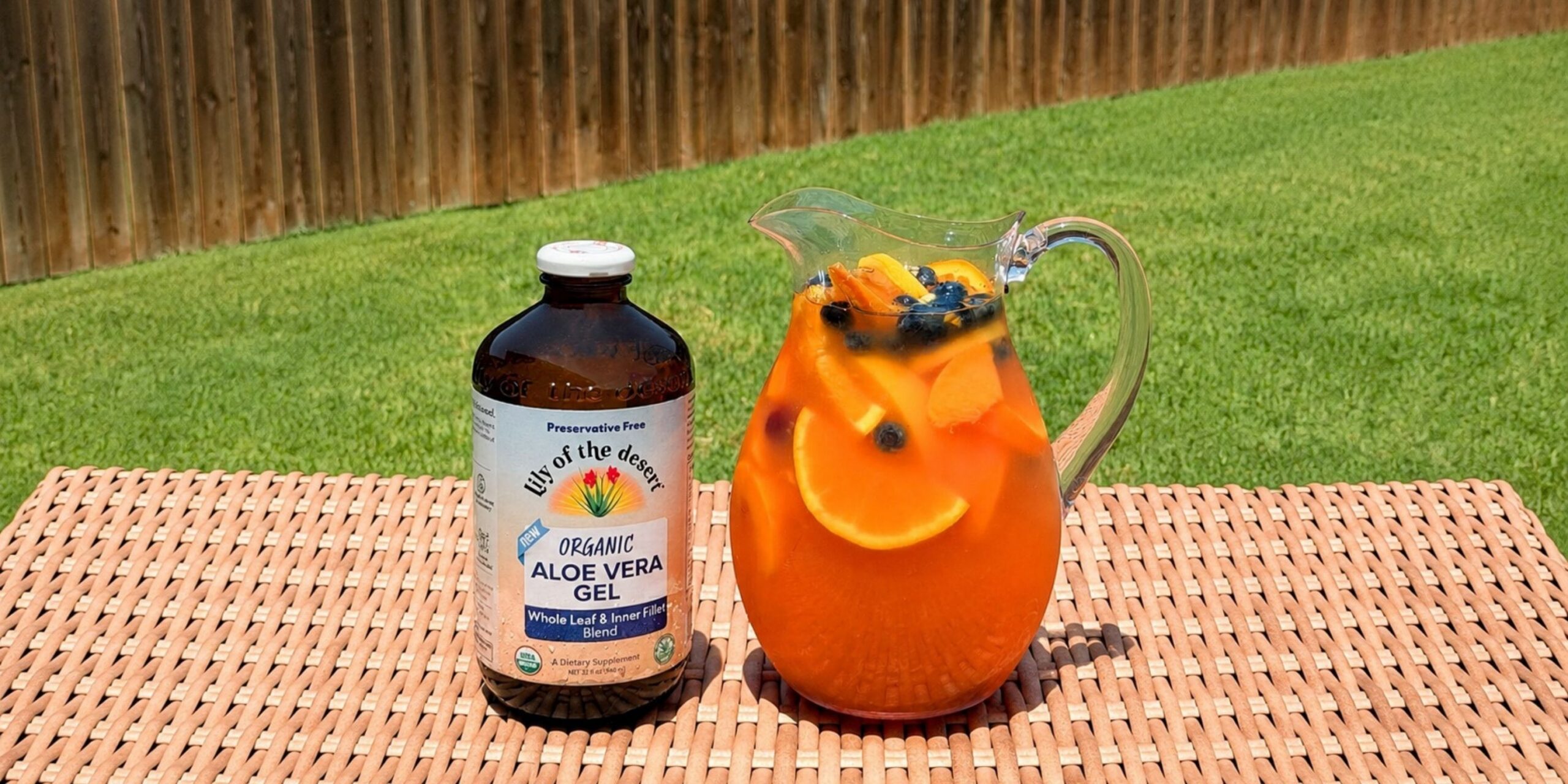 Summer sangria mocktail with aloe vera